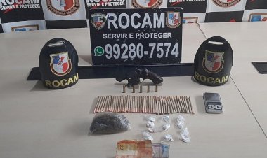 PMAM detém homem por porte ilegal de arma de fogo e tráfico de entorpecentes