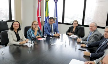 ‘Só conseguimos avançar com união’, diz governador Wilson Lima em visita à nova presidência do TJAM