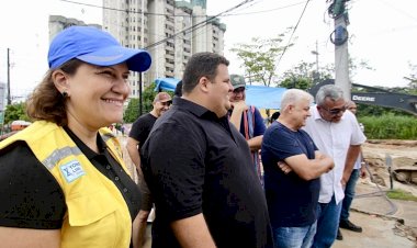 Prefeita em exercício vistoria início do reaterro na avenida Djalma Batista e obra chega à fase final