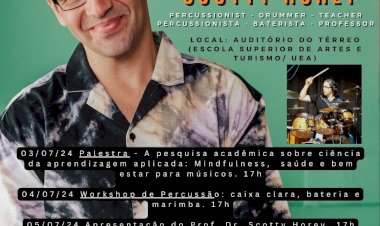 Ciclo de Workshops de Percussão da UEA apresenta Scotty Horey