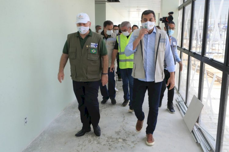 Wilson Lima e ministro da Saúde visitam obra do novo Hospital da FHemoam