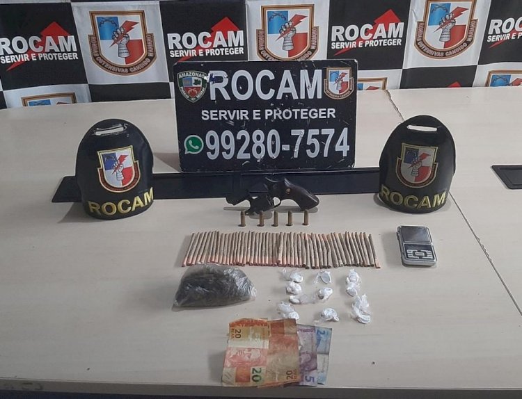 PMAM detém homem por porte ilegal de arma de fogo e tráfico de entorpecentes