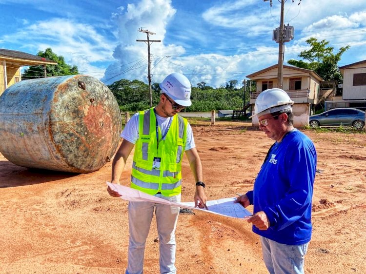 Governo do Amazonas fiscaliza obras do complexo de tratamento de água de Boca do Acre