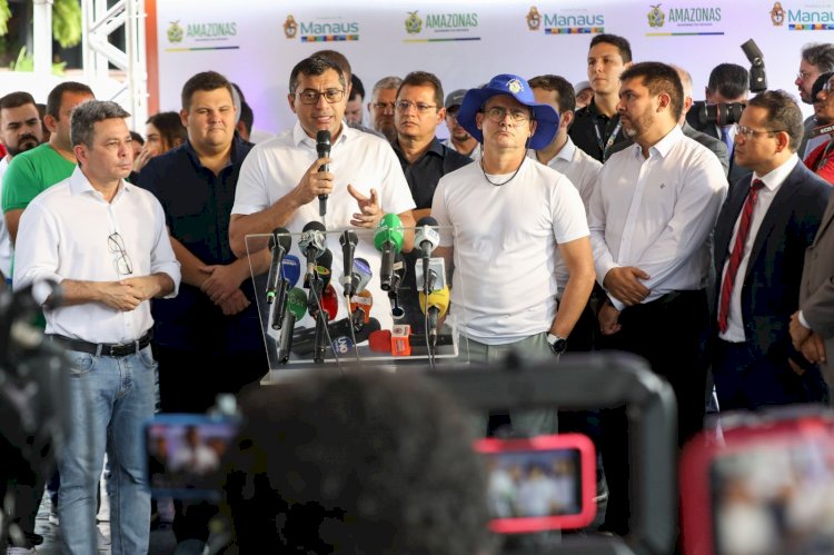 Governador Wilson Lima e prefeito David Almeida vistoriam obras do complexo viário na avenida das Torres